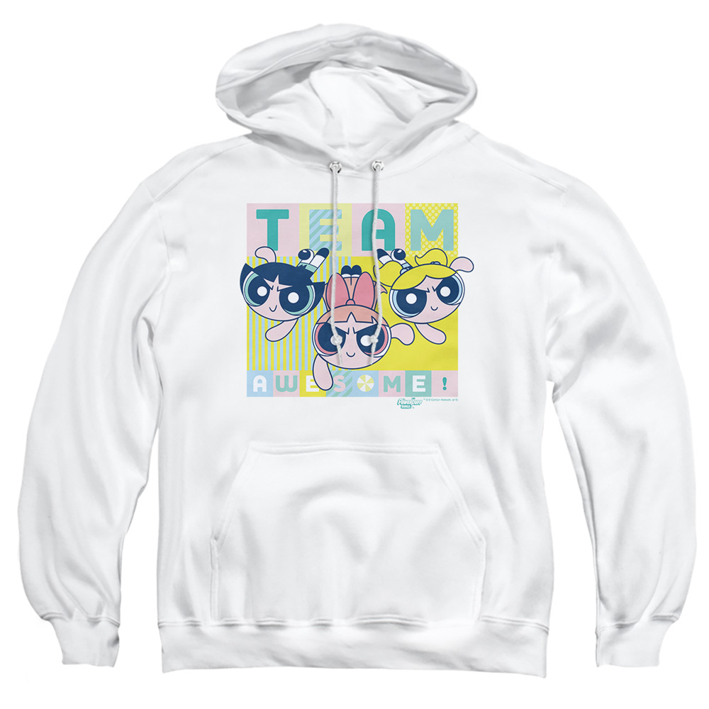 CN708-AFTH-2 Powerpuff Girls Awesome Block Adult Pullover Hoodie, White - Medium