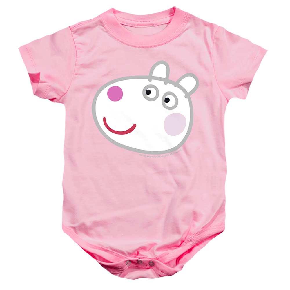 HBRO1454-SS-2 Peppa Pig Suzy Sheep Face Infant Snapsuit, Pink - Medium - 12 Month