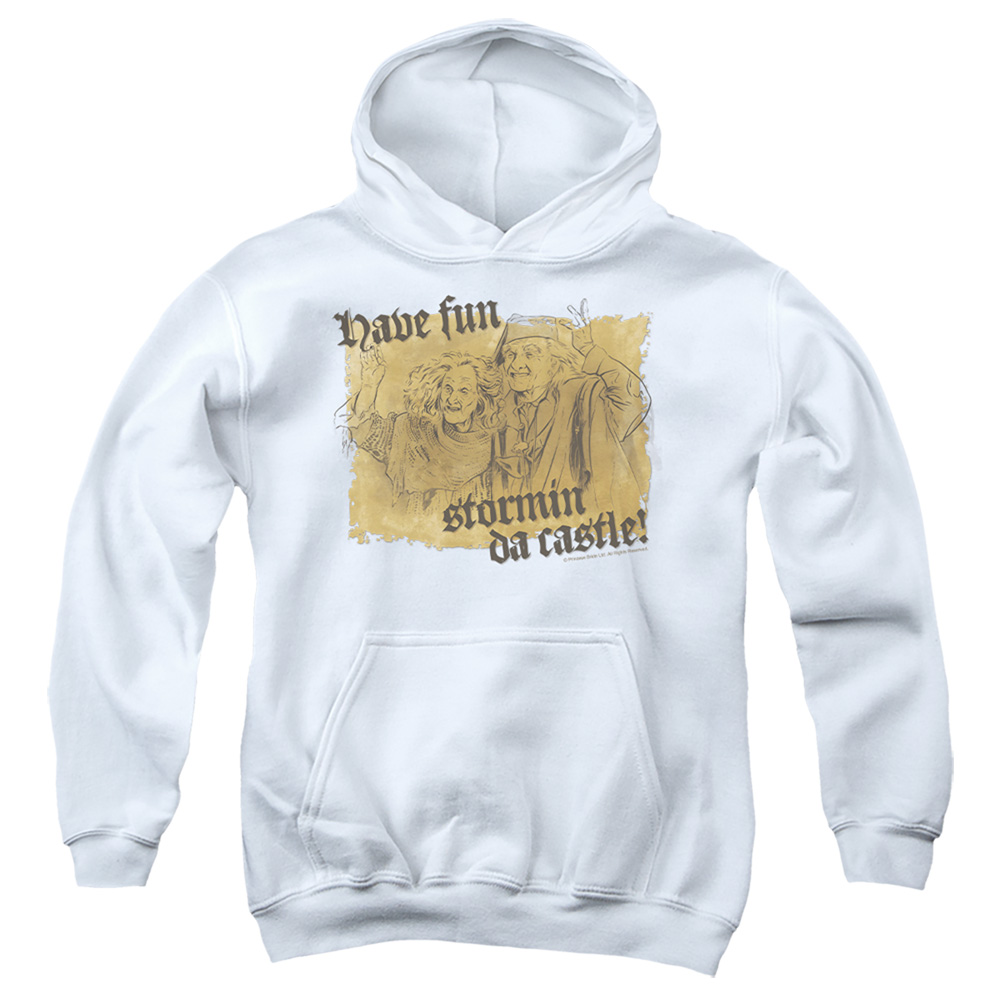 PB109C-YFTH-3 PB & Stormin DA Castle Youth Hooded Sweatshirt, White - Large