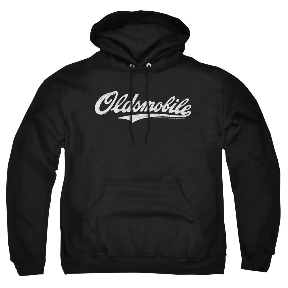 OLS104-AFTH-3 Oldsmobile Cursive Logo Adult Pullover Hoodie, Black - Large