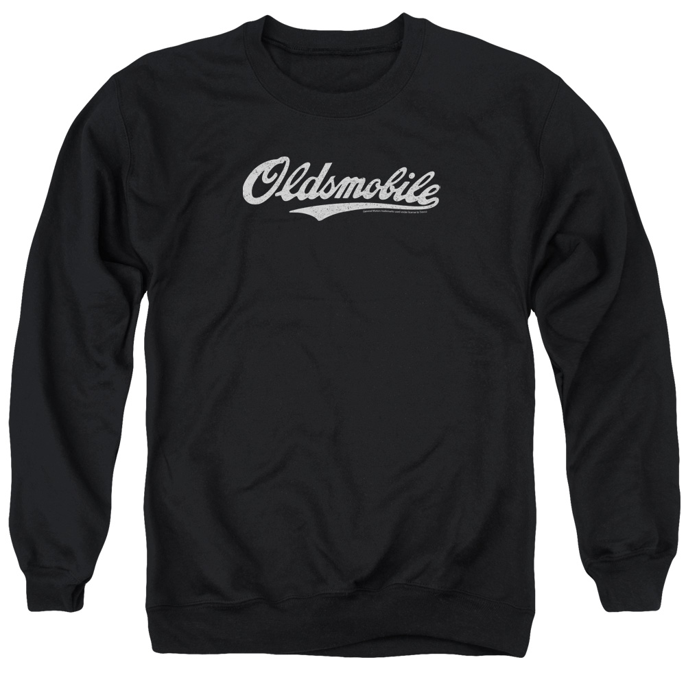 OLS104-AS-2 Oldsmobile Cursive Logo Adult Crewneck Sweatshirt, Black - Medium