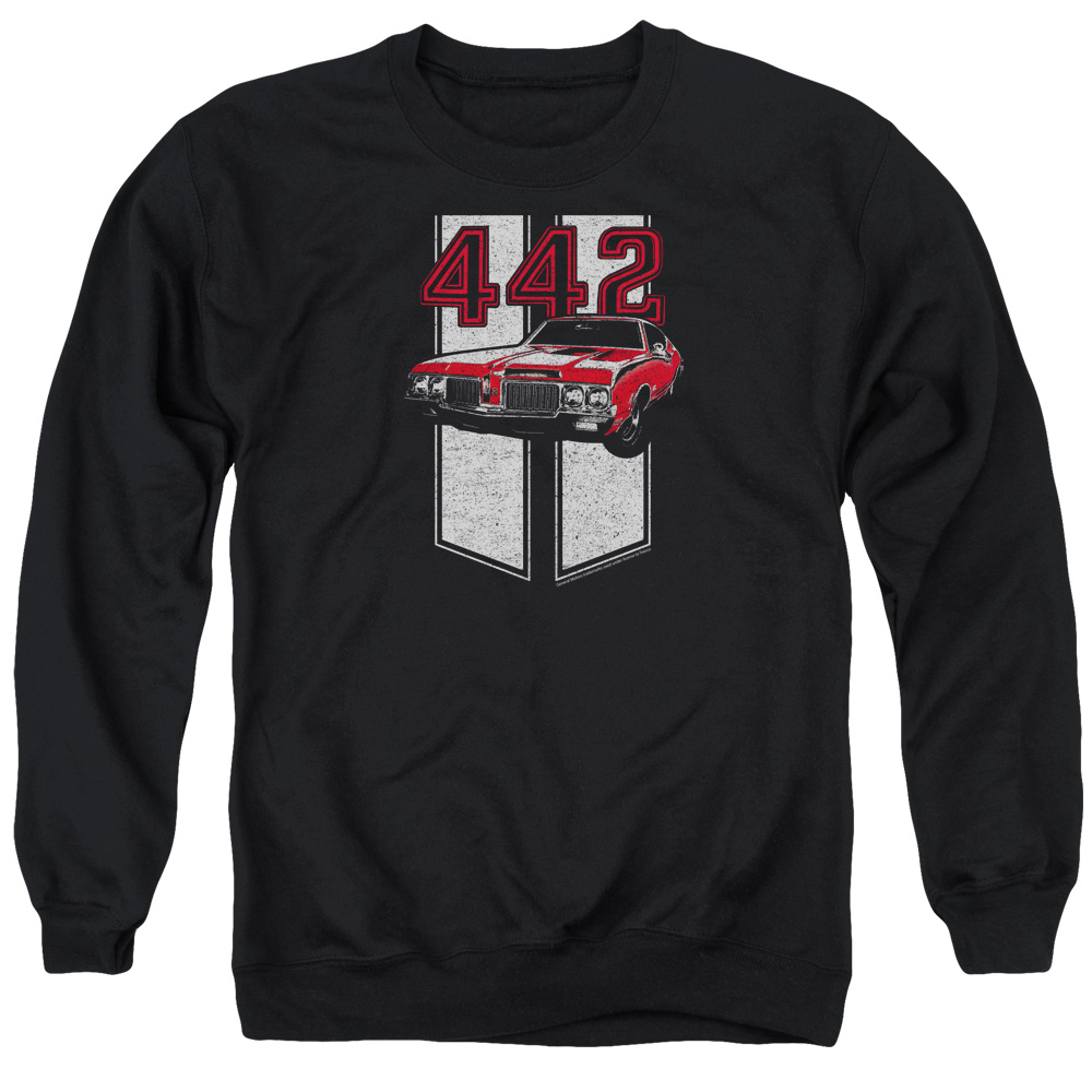 OLS109-AS-2 Oldsmobile 442 Adult Crewneck Sweatshirt, Black - Medium