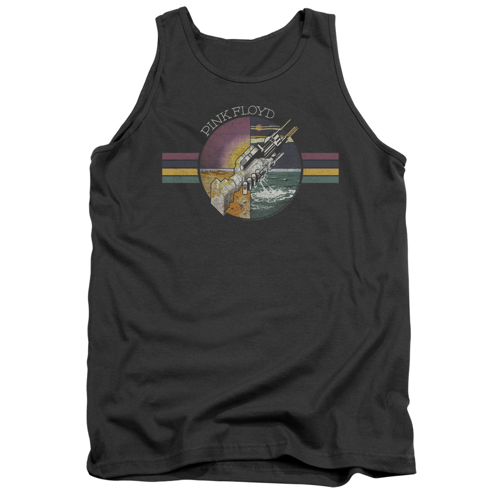PERRY183-TK-5 Pink Floyd Welcome To The Machine Adult Tank Top, Charcoal - 2X
