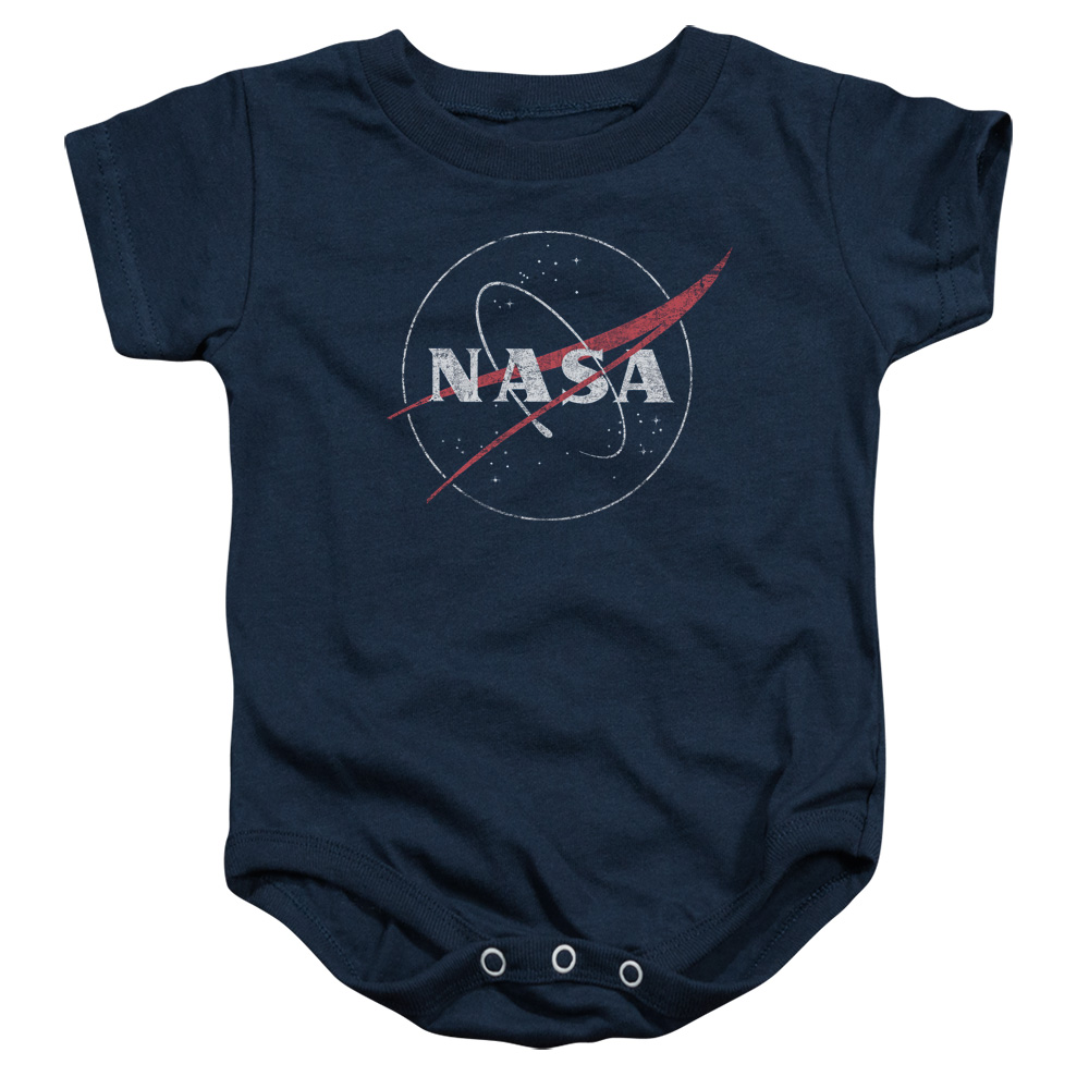 NASA111-SS-4 NASA Distressed Logo Infant Snapsuit, Navy - Extra Large - 24 Month