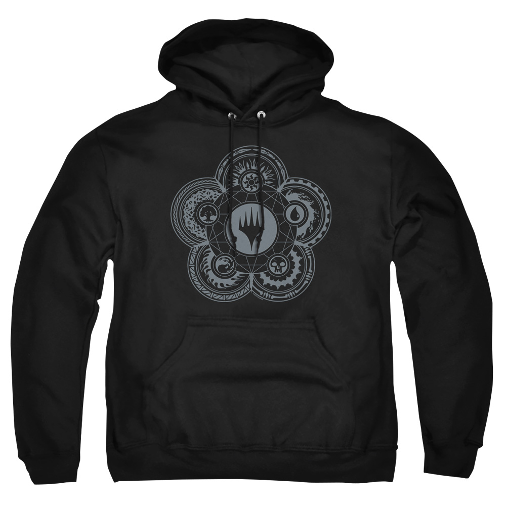 HBRO647-AFTH-2 Magic The Gathering Icon Glyph Adult Pullover Hoodie, Black - Medium