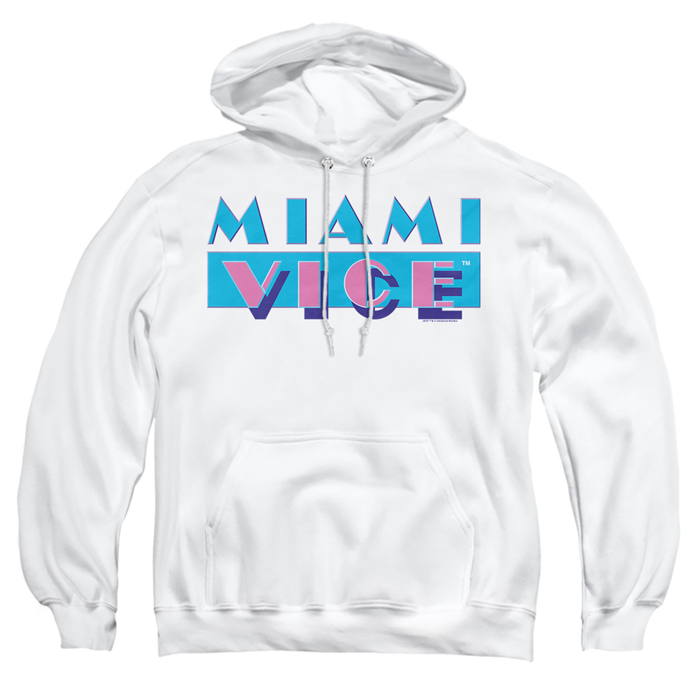 NBC120-AFTH-1 Miami Vice Logo Adult Pullover Hoodie, White - Small
