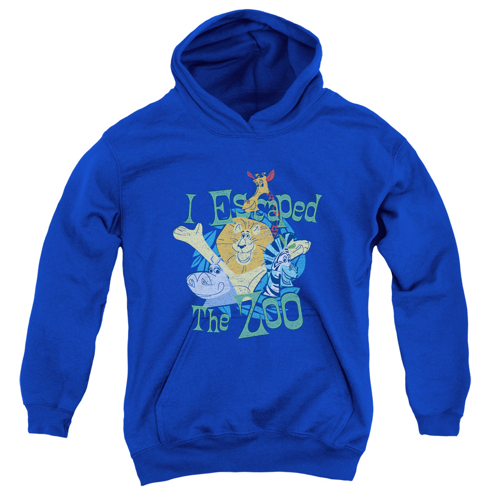 DRM187-YFTH-2 Madagascar Escaped Youth Hooded Sweatshirt, Royal - Medium