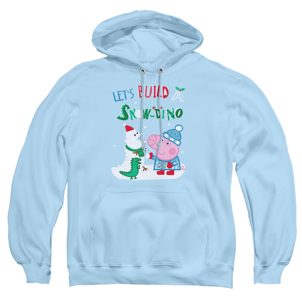 HBRO10381-AFTH-2 Peppa Pig George Pig Snow Dinosaurs for Christmas Adult Pullover Hoodie, Light Blue - Medium