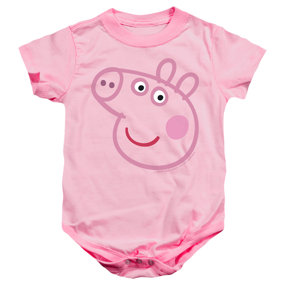 HBRO1441-SS-2 Peppa Pig Pink Out Peppa Pig Face Infant Snapsuit, Pink - Medium - 12 Month