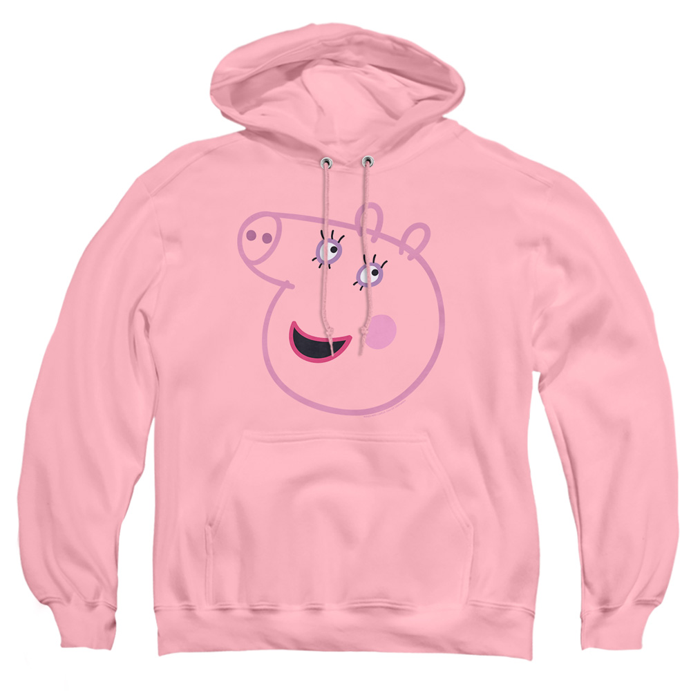 HBRO1443-AFTH-4 Peppa Pig Pink Out Mummy Pig Face Adult Pullover Hoodie, Pink - Extra Large