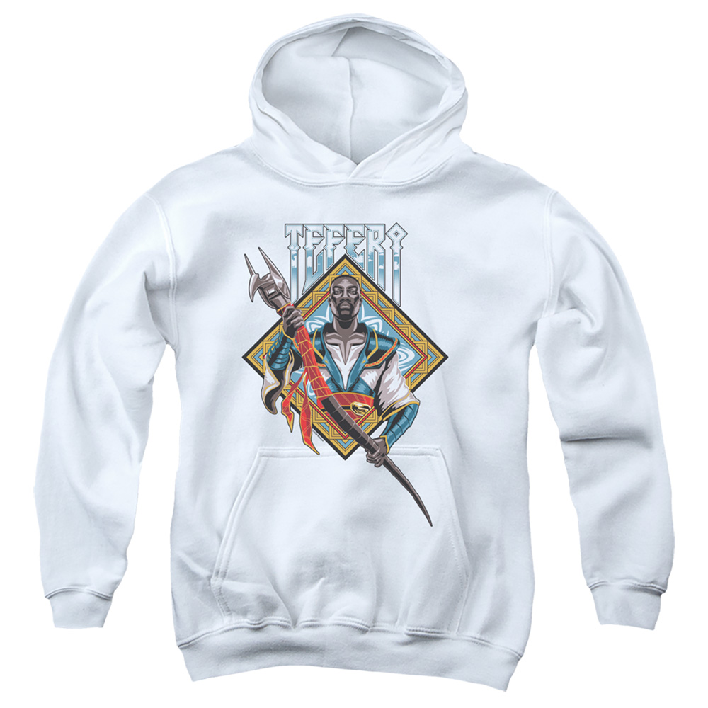 HBRO644-YFTH-2 Magic The Gathering Teferi Youth Hooded Sweatshirt, White - Medium