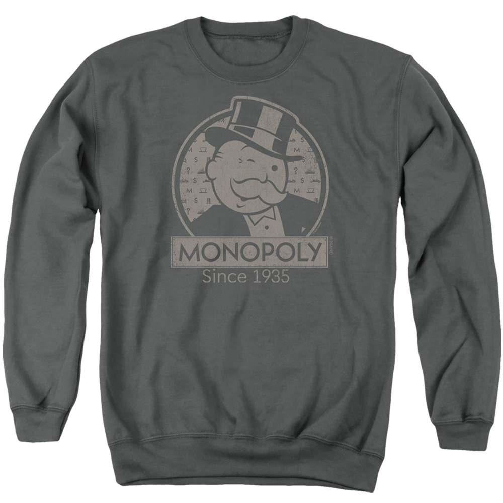 HBRO426-AS-2 Monopoly Wink Adult Crewneck Sweatshirt, Charcoal - Medium