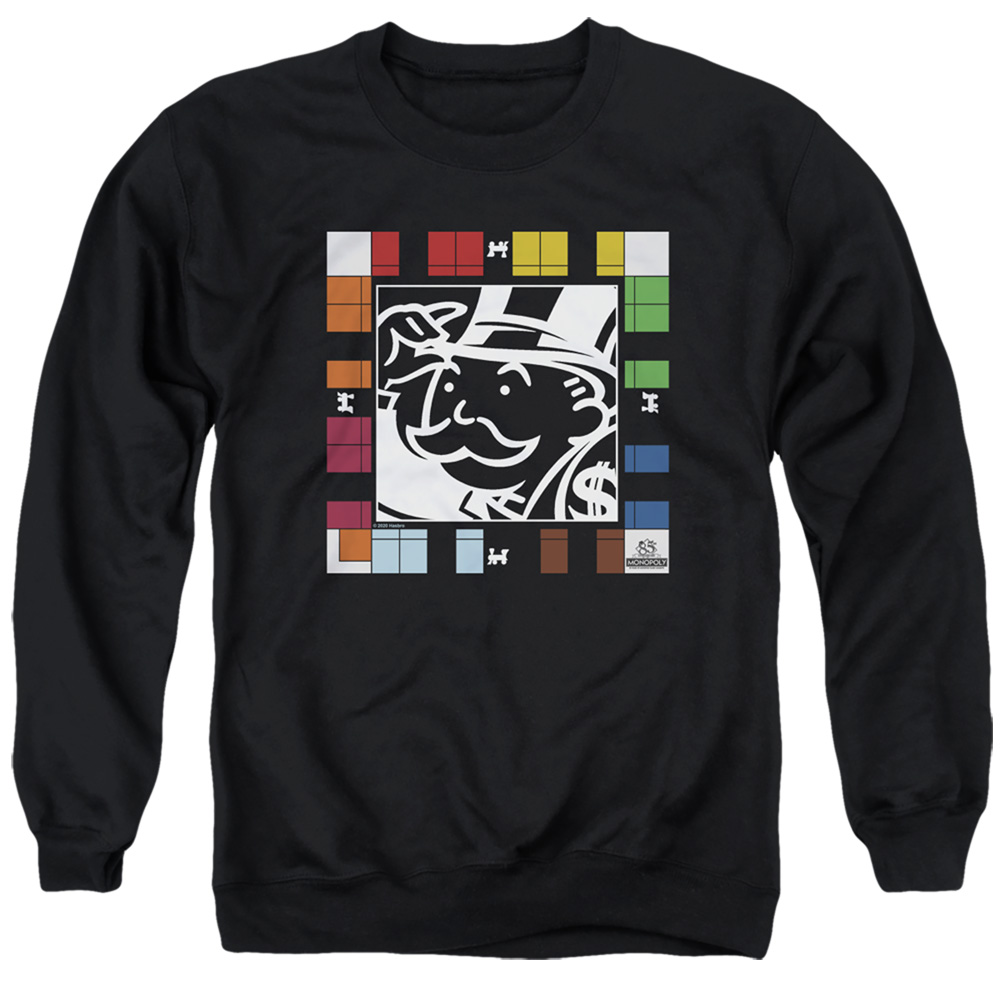 HBRO450-AS-2 Monopoly Game Board Adult Crewneck Sweatshirt, Black - Medium