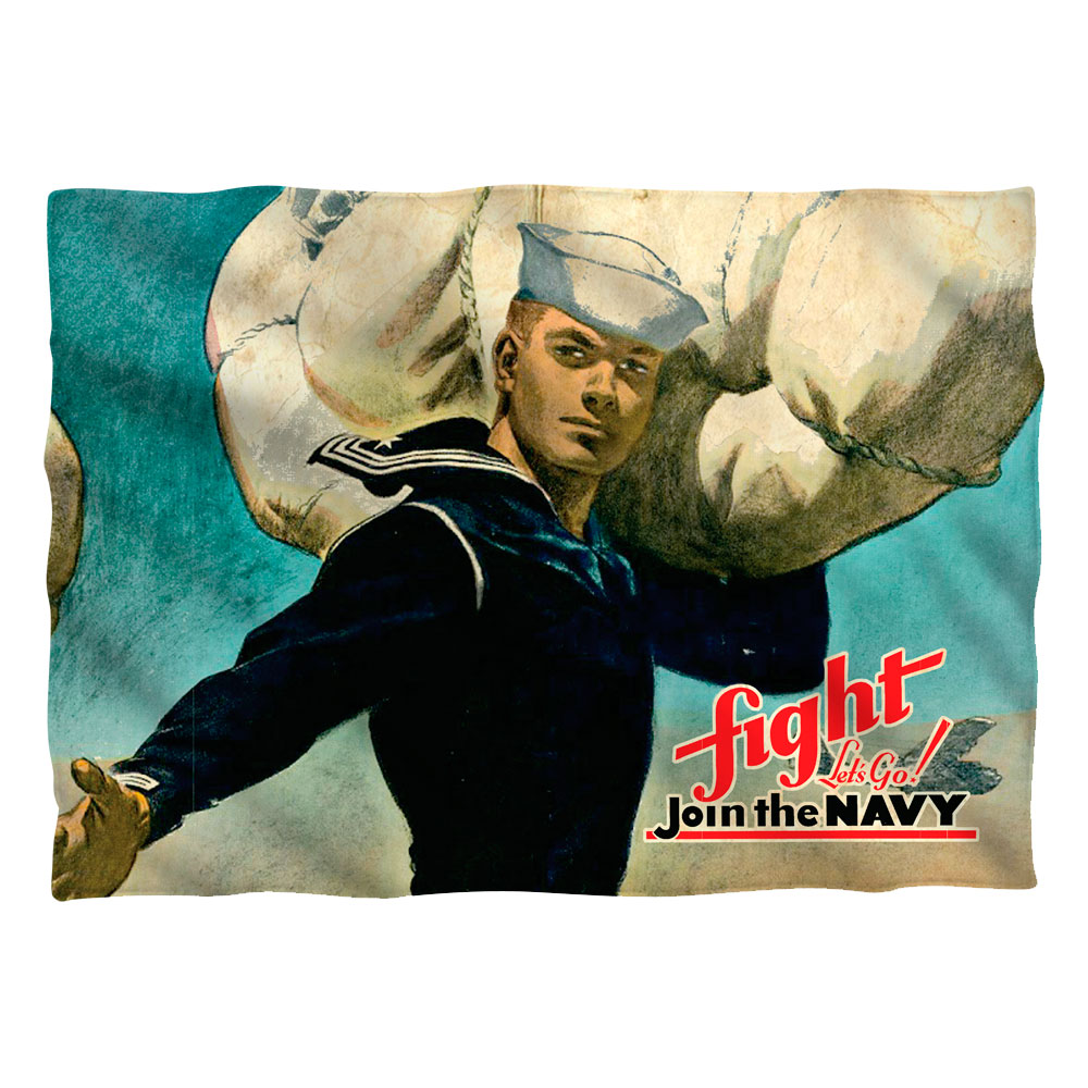 NA118-PLO1-0 20 x 28 in. Navy Fight Lets Go Pillow Case, White