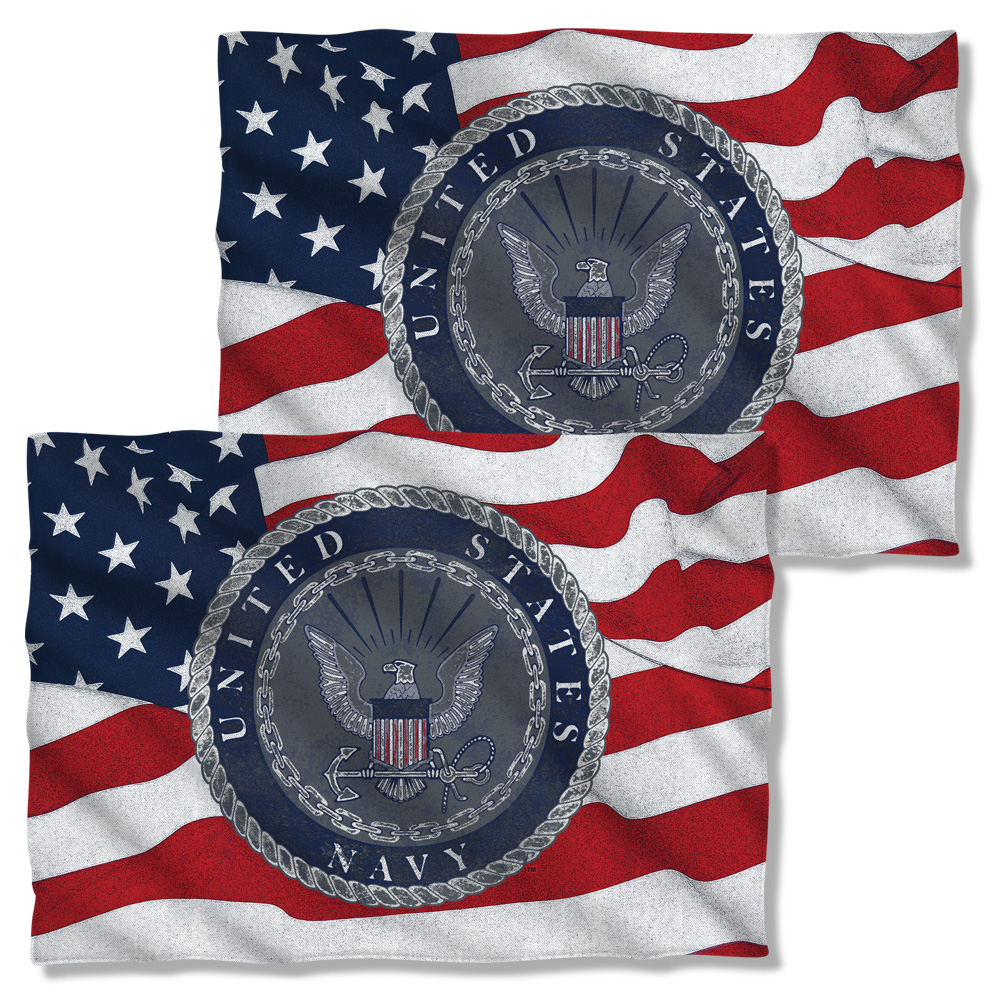 NA120FB-PLO1-0 20 x 28 in. Navy Flag Seal Front & Back Print Pillow Case, White