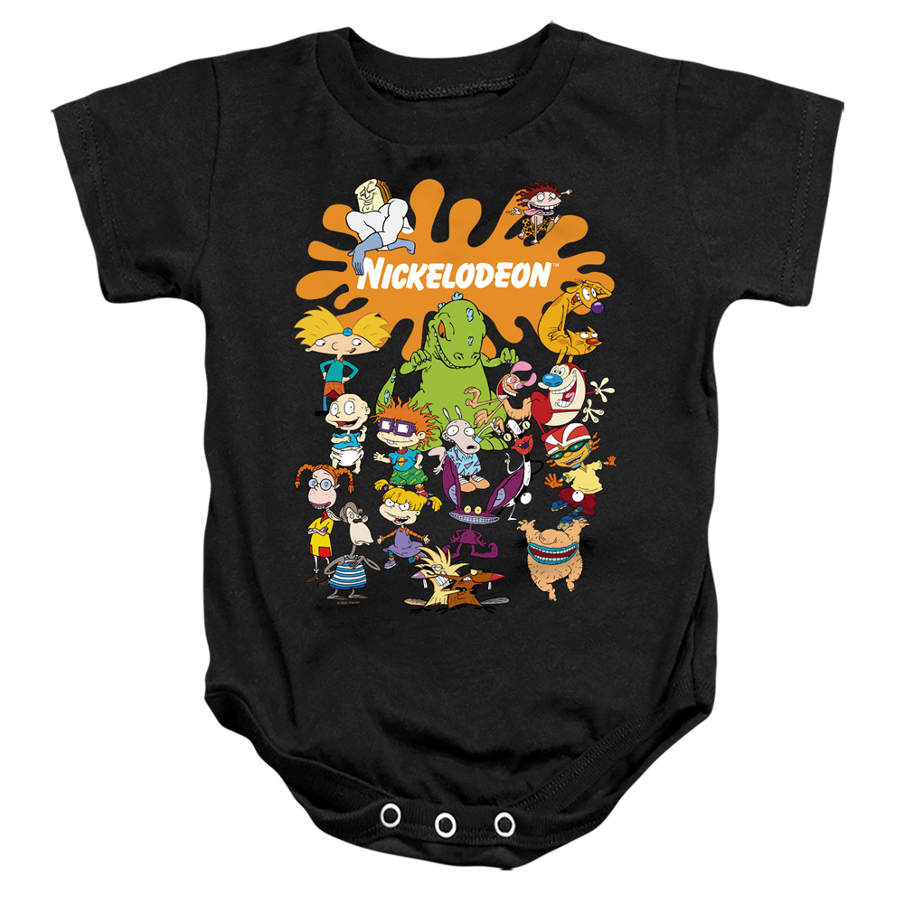 NICK764-SS-2 Nickelodeon Brand Nick Splat Group Infant Snapsuit, Black - Medium - 12 Month