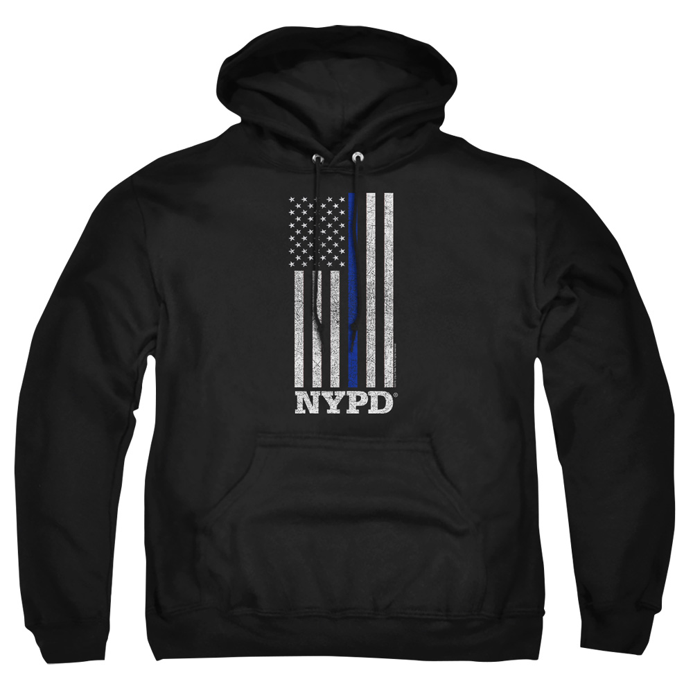 NYC100-AFTH-4 York City Thin Blue Line Adult Pullover Hoodie, Black - Extra Large