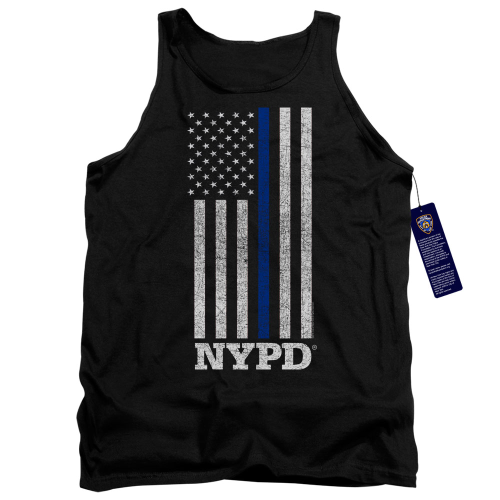 NYC100-TK-1 York City Thin Blue Line Adult Tank Top, Black - Small