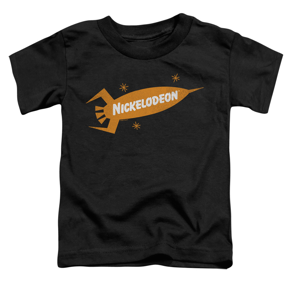 NICK697-TT-2 Nickelodeon Brand Nick Retro Rocket Logo Toddler Short Sleeve T-Shirt, Black - Medium 3T