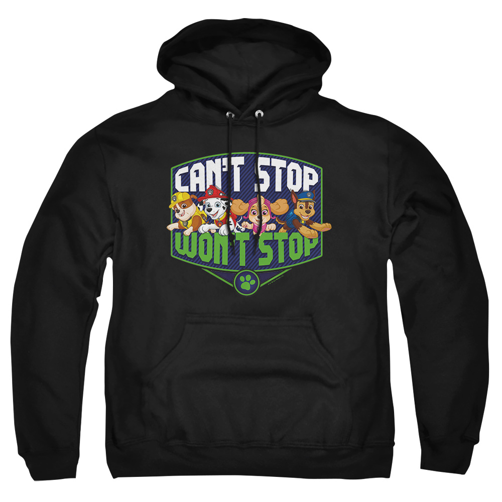 NICK706-AFTH-2 Paw Patrol Cant Stop Wont Stop Adult Pullover Hoodie, Black - Medium