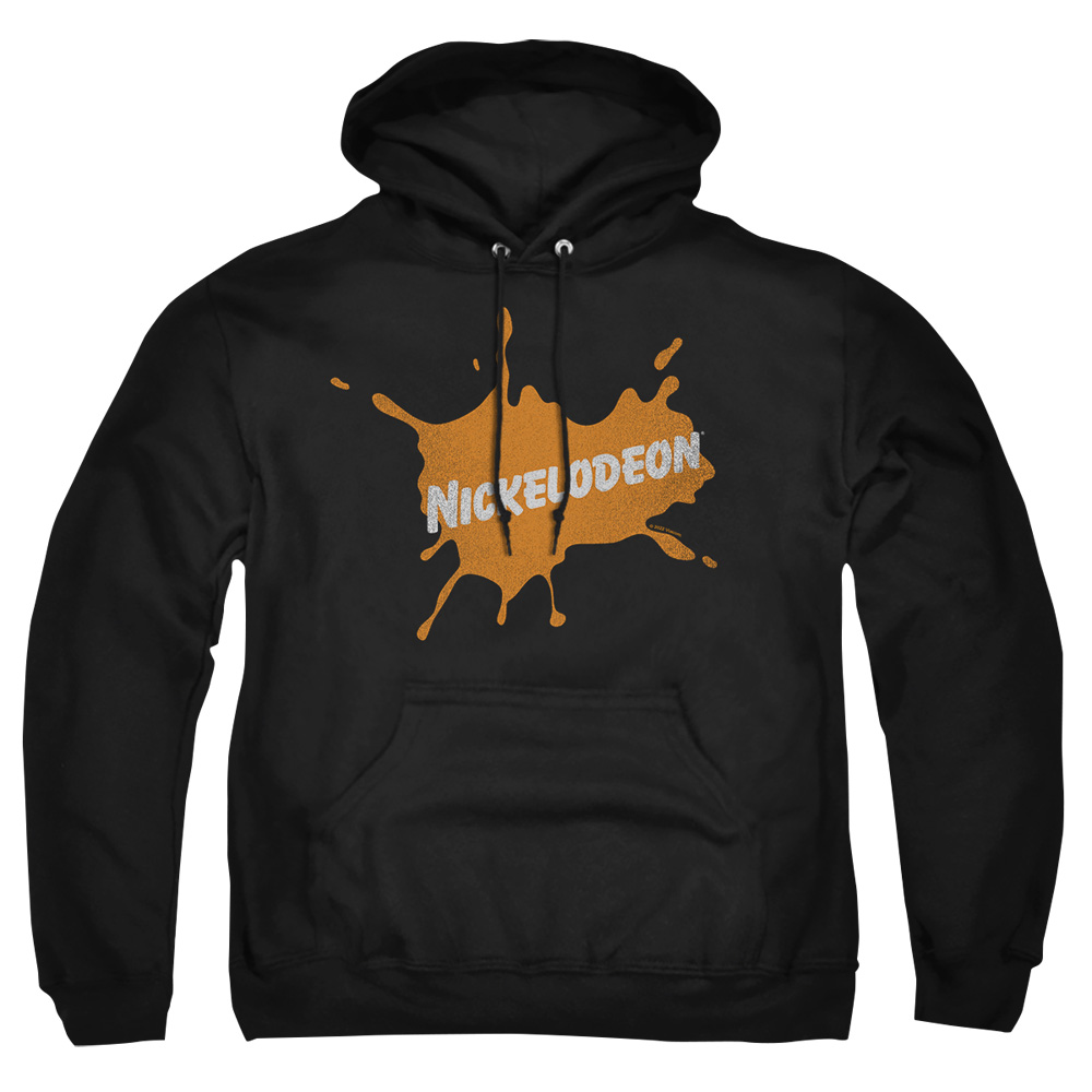 NICK695-AFTH-2 Nickelodeon Brand Nick Retro Burst Logo Adult Pullover Hoodie, Black - Medium