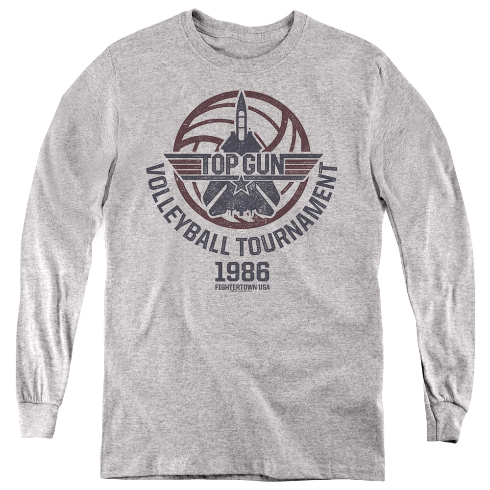 PAR842-YL-1 Paramount Top Gun Volleyball Grey Long Sleeve Youth T-Shirt, Athletic Heather - Small