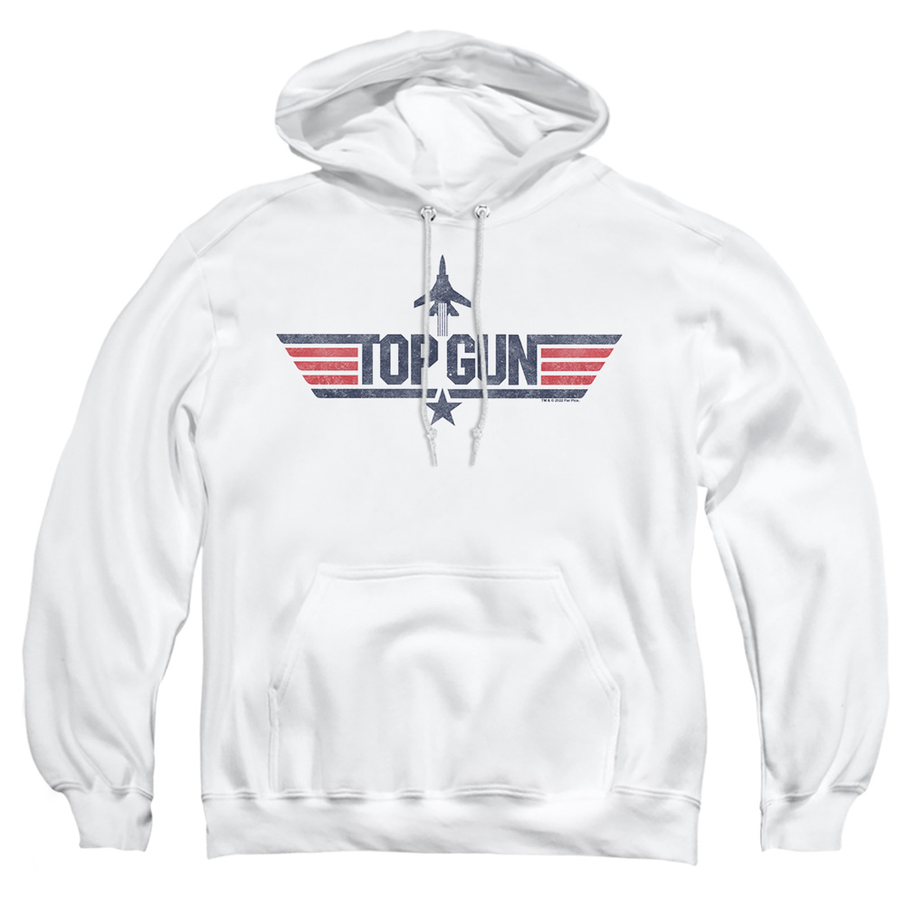 PAR836-AFTH-2 Paramount Top Gun Logo White Adult Pullover Hoodie, White - Medium