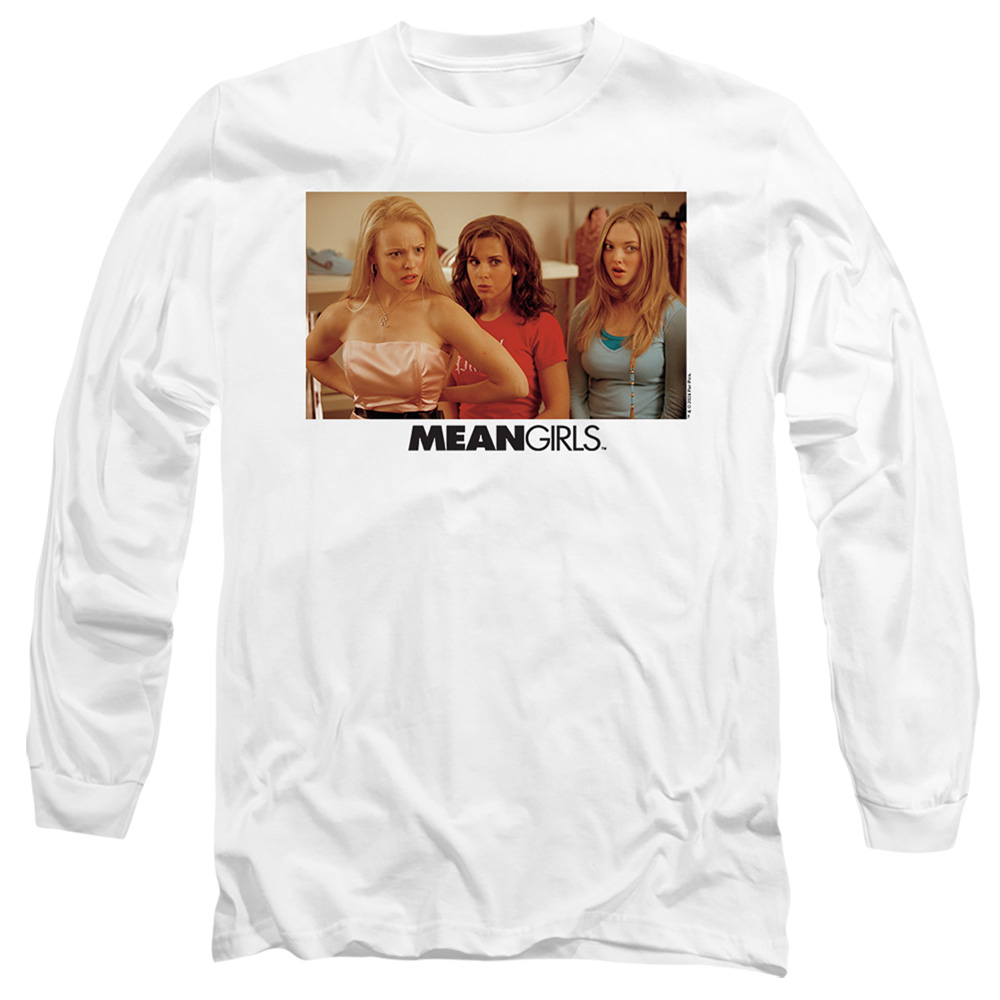 PAR892-AL-3 Mean Girls Film Still Adult Long Sleeve T-Shirt, White - Large
