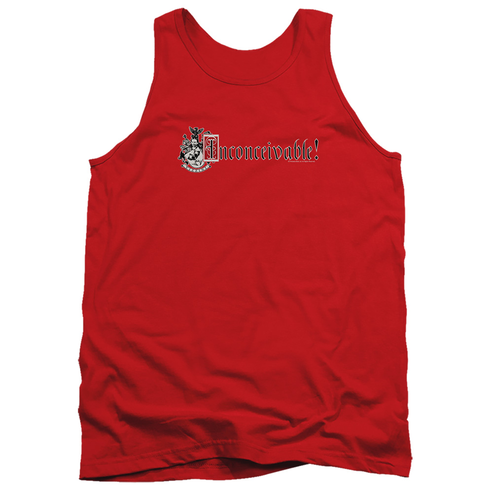 PB148E-TK-5 Princess Bride Vizzini Crest Adult Tank Top, Red - 2X