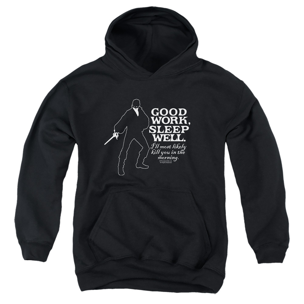 PB117C-YFTH-3 Princess Bride Good Work Youth Hooded Sweatshirt, Black - Large