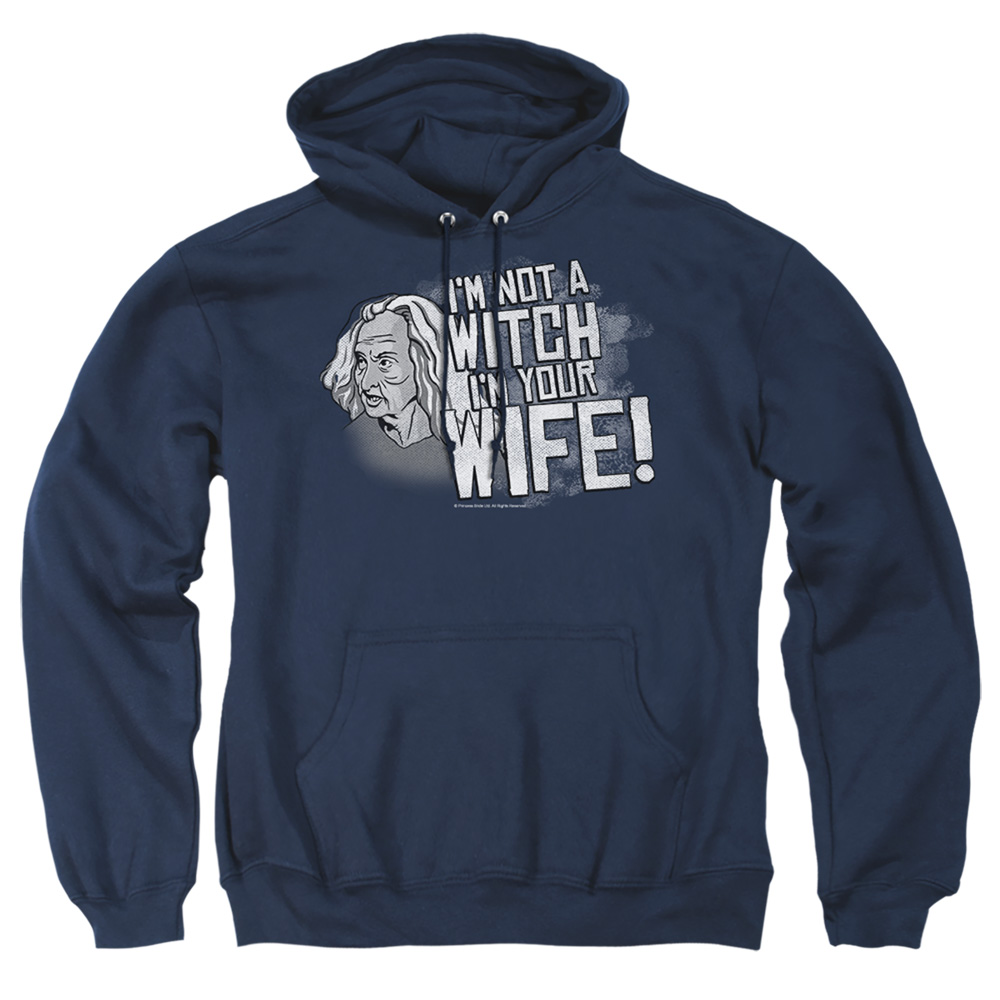 PB115H-AFTH-2 PB & Not A Witch Adult Pullover Hoodie, Navy - Medium