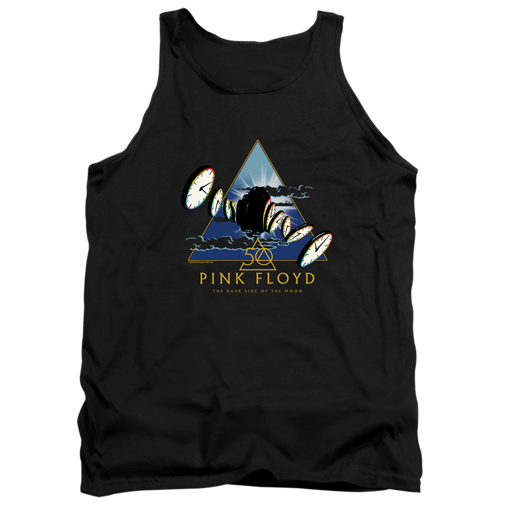 PERRY10099-TK-2 Pink Floyd Clocks Adult Tank Top, Black - Medium