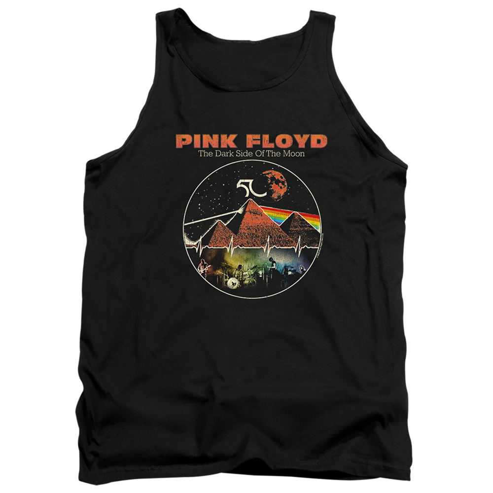 PERRY10101-TK-2 Pink Floyd Vintage Pyramids Adult Tank Top, Black - Medium
