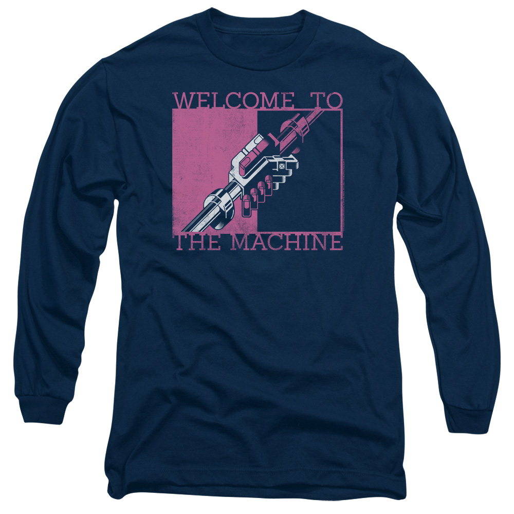 PERRY273-AL-5 Pink Floyd Welcome To The Machine Adult Long Sleeve T-Shirt, Navy - 2X
