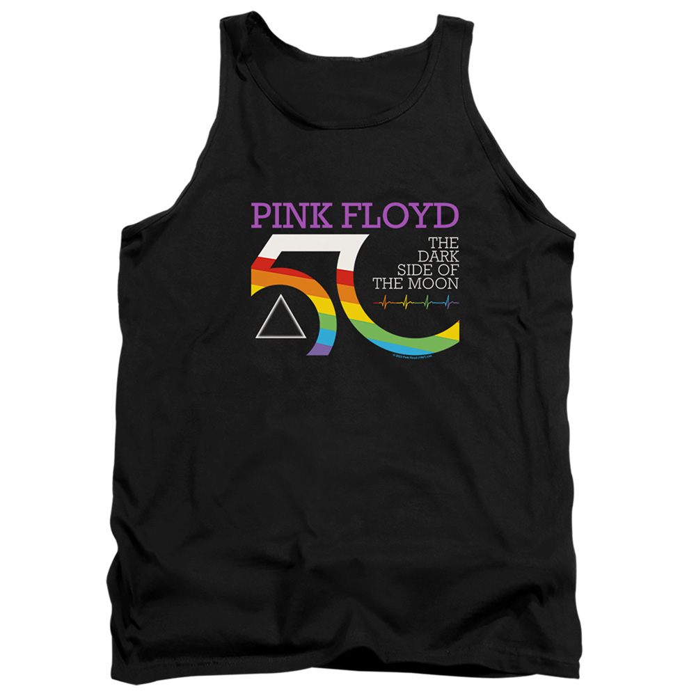 PERRY10098-TK-2 Pink Floyd 50th Logo Adult Tank Top, Black - Medium