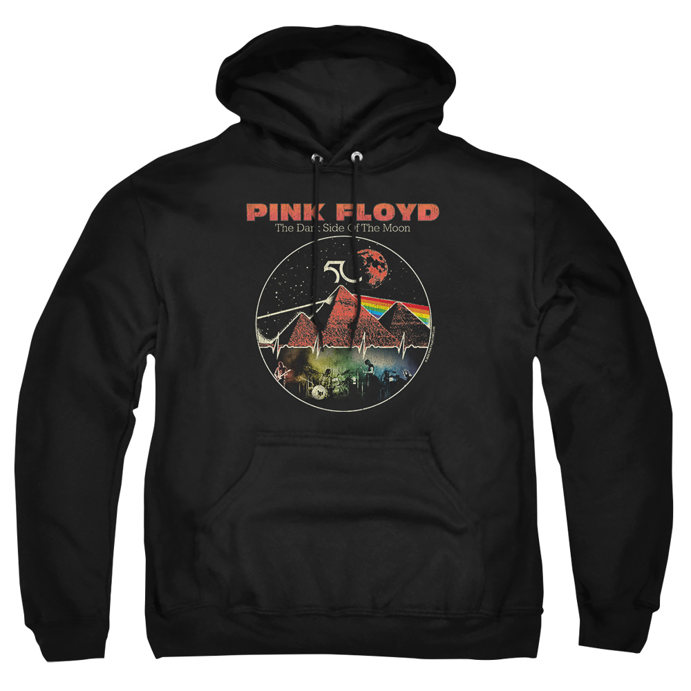 PERRY10101-AFTH-5 Pink Floyd Vintage Pyramids Adult Pullover Hoodie, Black - 2X