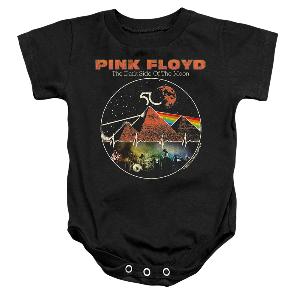 PERRY10101-SS-2 Pink Floyd Vintage Pyramids Infant Snapsuit, Black - Medium - 12 Month