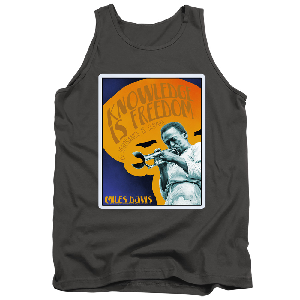 PERRY316-TK-2 Miles Davis Knowledge & Ignorance Adult Tank Top, Charcoal - Medium