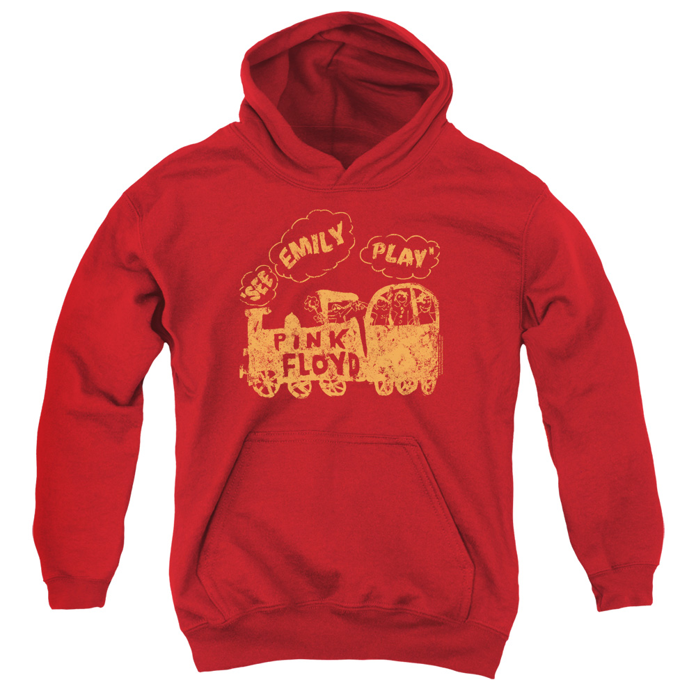 PERRY246-YFTH-2 Pink Floyd See Emily Play Youth Hooded Sweatshirt, Red - Medium