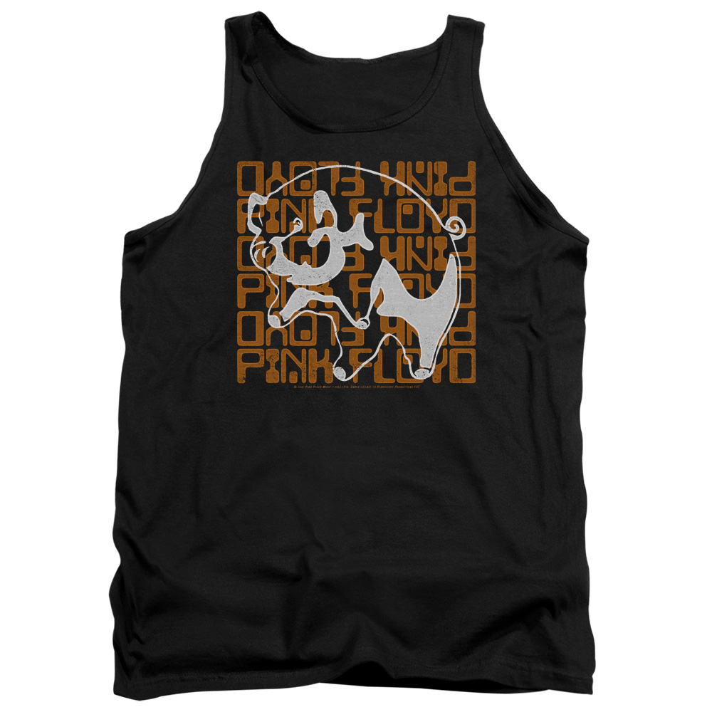 PERRY135-TK-2 Pink Floyd Pig Adult Tank Top, Black - Medium