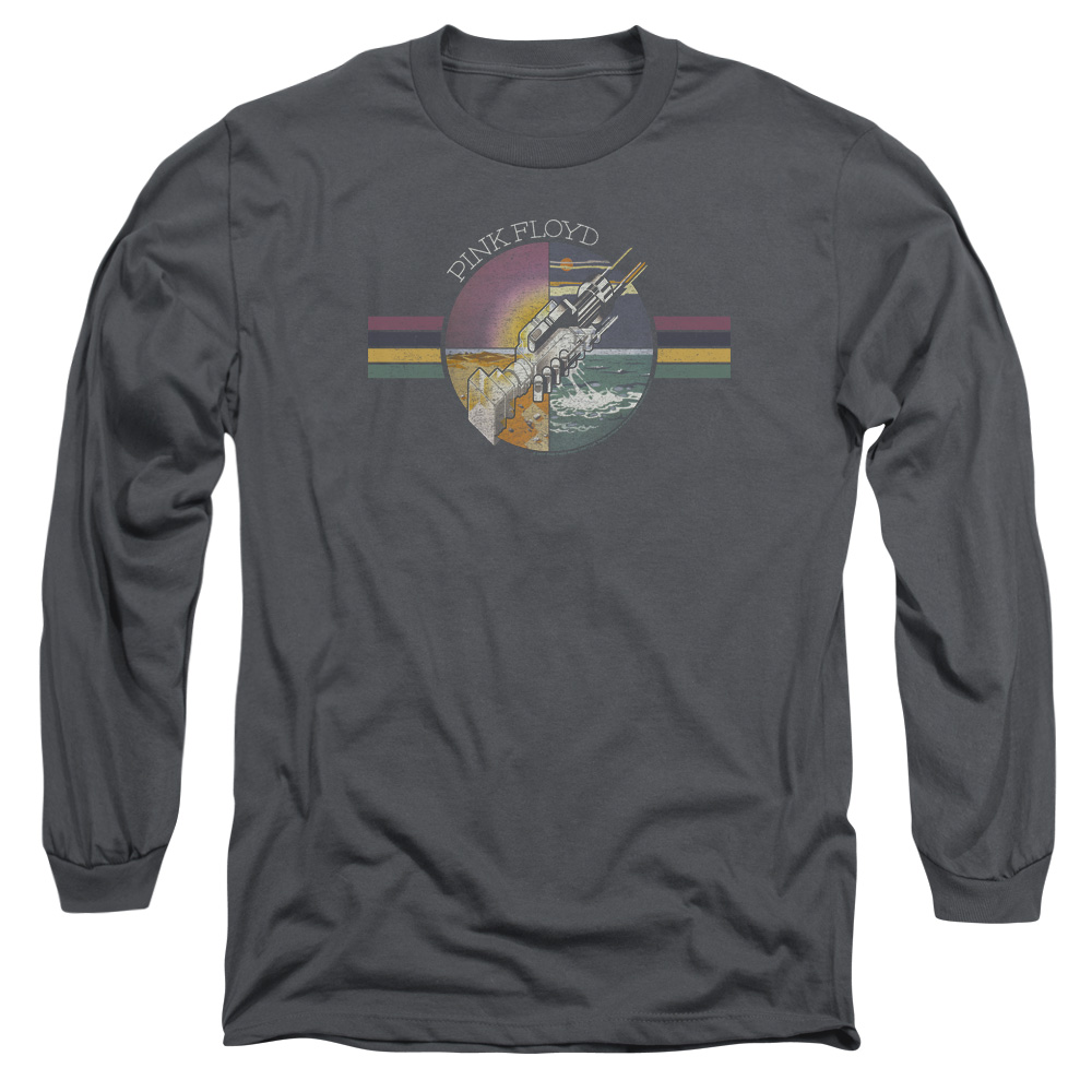 PERRY183-AL-6 Pink Floyd Welcome To The Machine Adult Long Sleeve T-Shirt, Charcoal - 3X