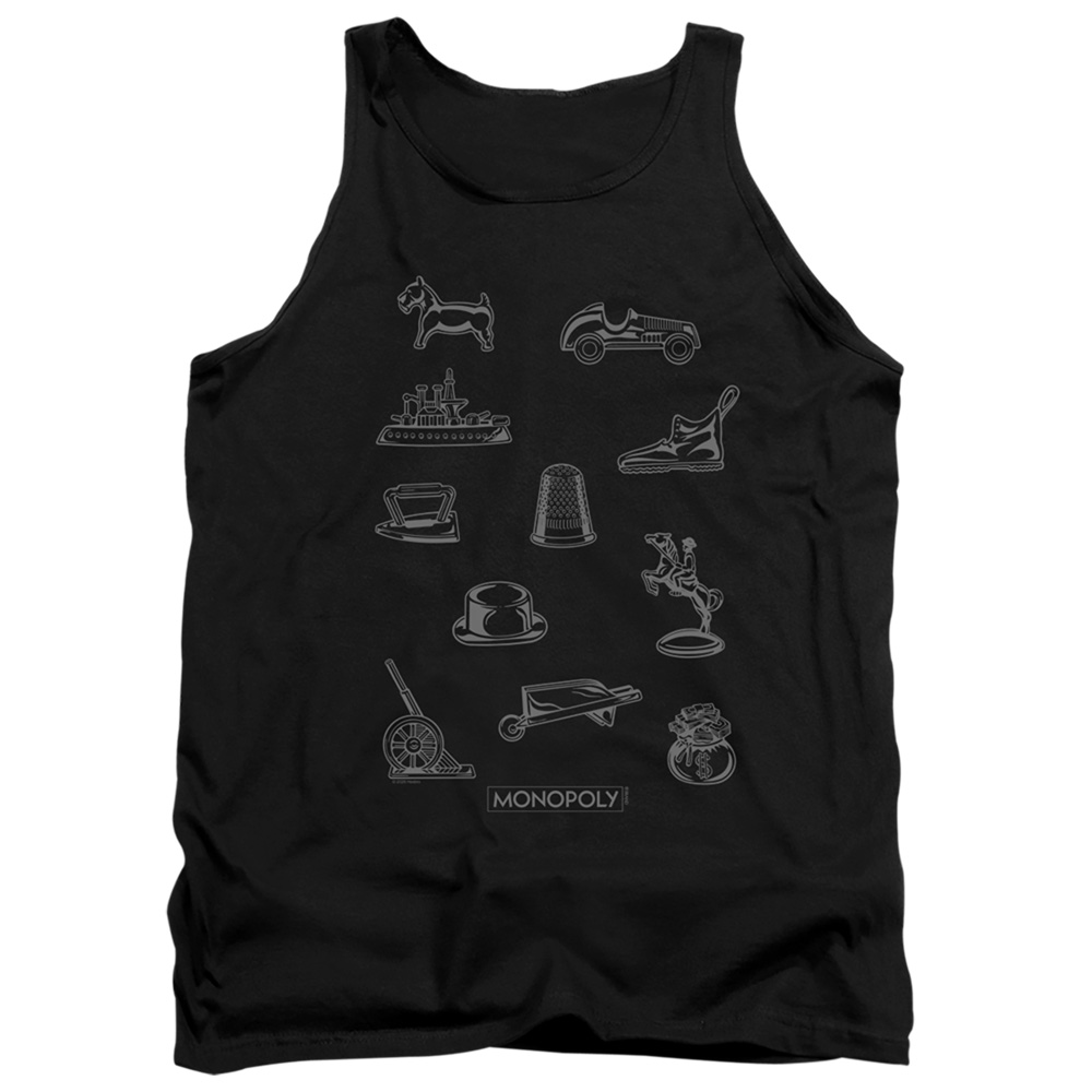 HBRO404-TK-5 Monopoly Token Adult Tank Top, Black - 2X