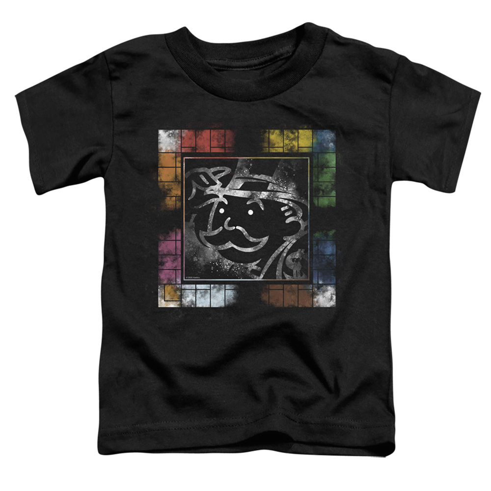 HBRO409-TT-2 Monopoly Dusty Game Board No Logo Toddler Short Sleeve T-Shirt, Black - Medium 3T