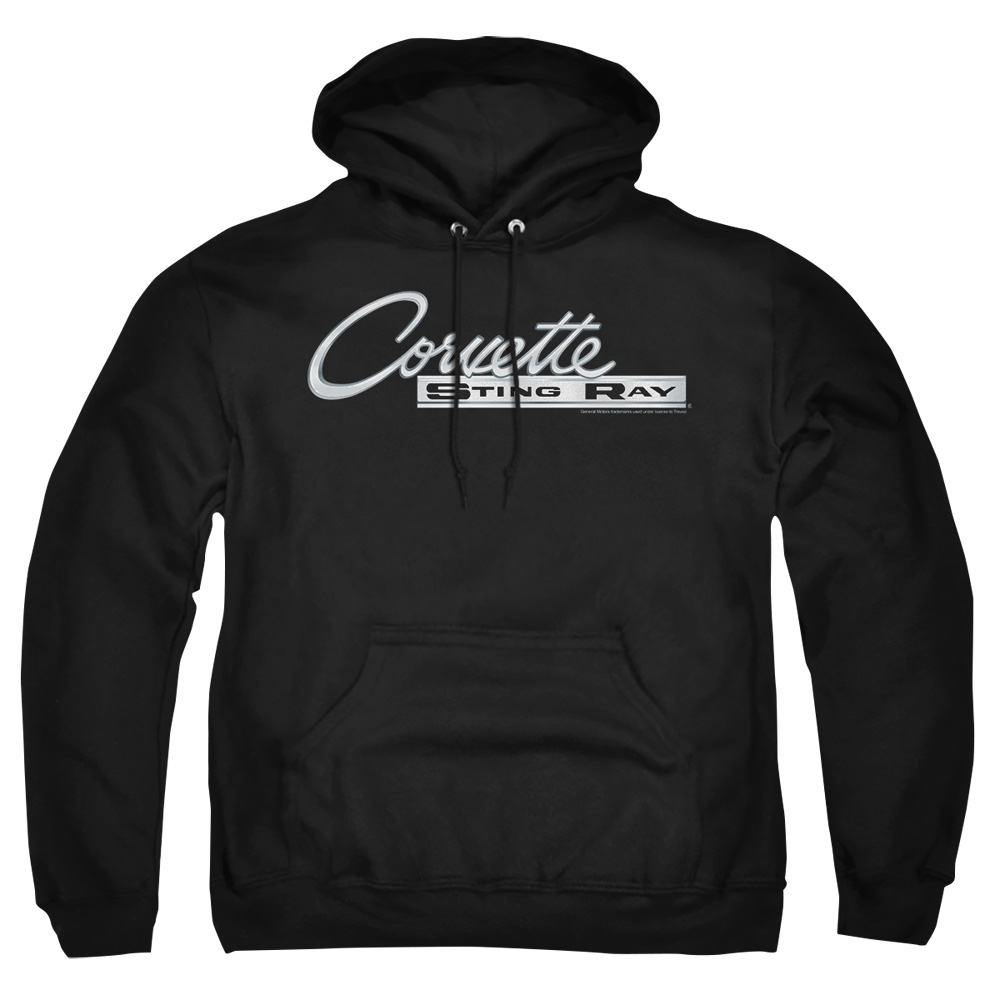 CHV217-AFTH-4 Chevrolet Chrome Stingray Logo Adult Pullover Hoodie, Black - Extra Large