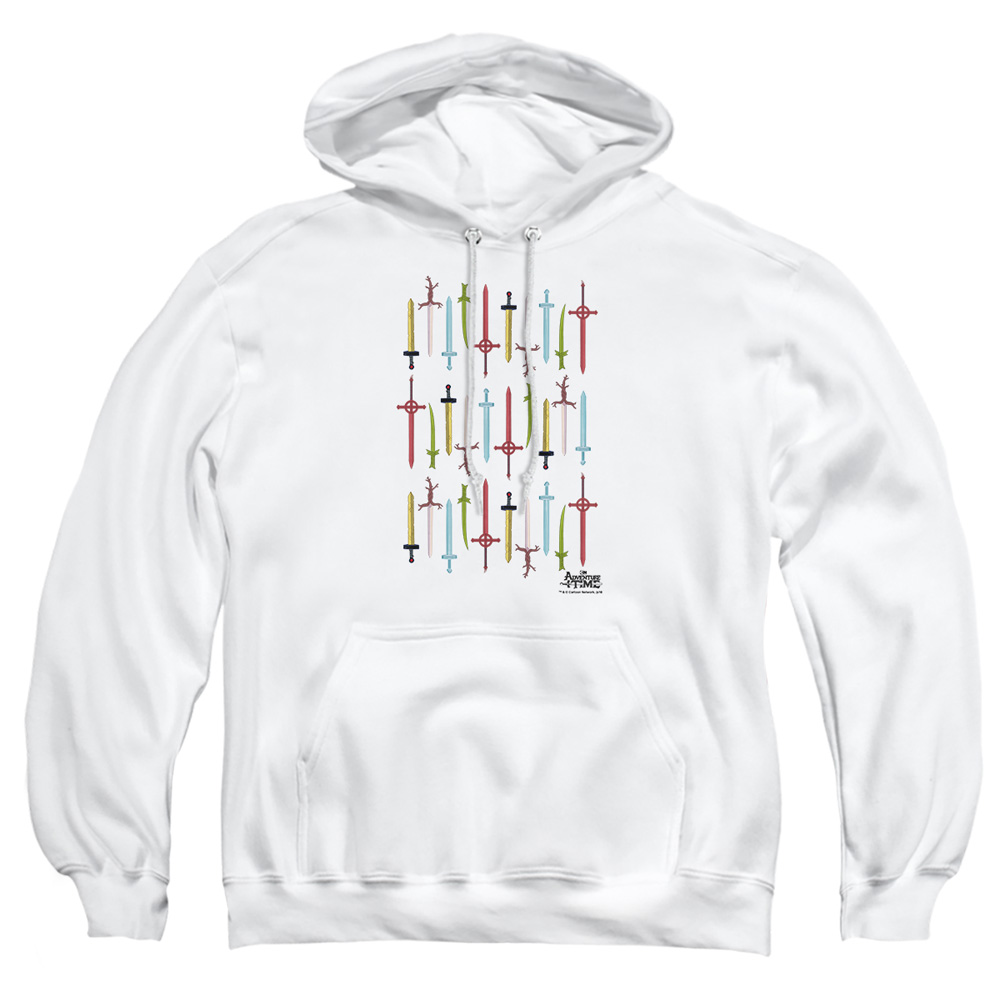 CN424-AFTH-1 Adventure Time Swords Adult Pullover Hoodie, White - Small