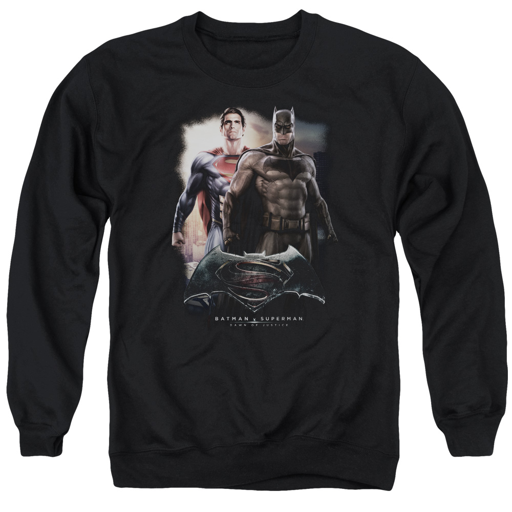 BVS136-AS-2 Batman vs Superman Dawn Adult Crewneck Sweatshirt, Black - Medium