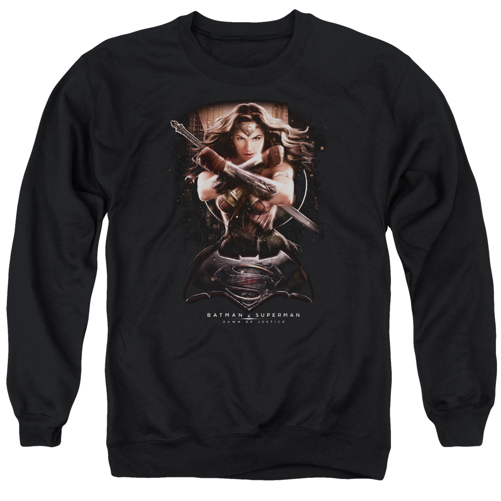 BVS170-AS-5 Batman vs Superman WW Ground Zero Adult Crewneck Sweatshirt, Black - 2X