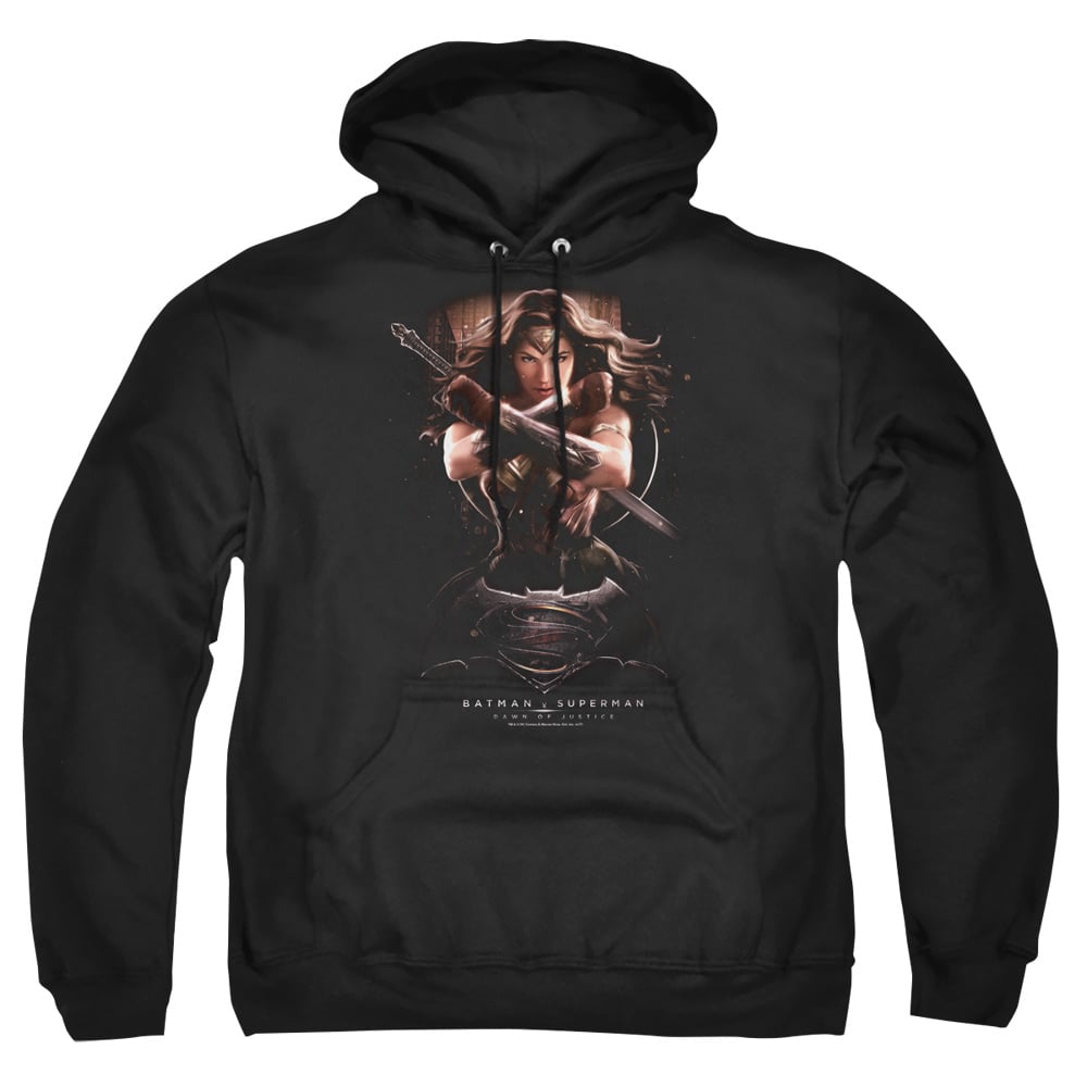 BVS170-AFTH-6 Batman vs Superman WW Ground Zero Adult Pullover Hoodie, Black - 3X