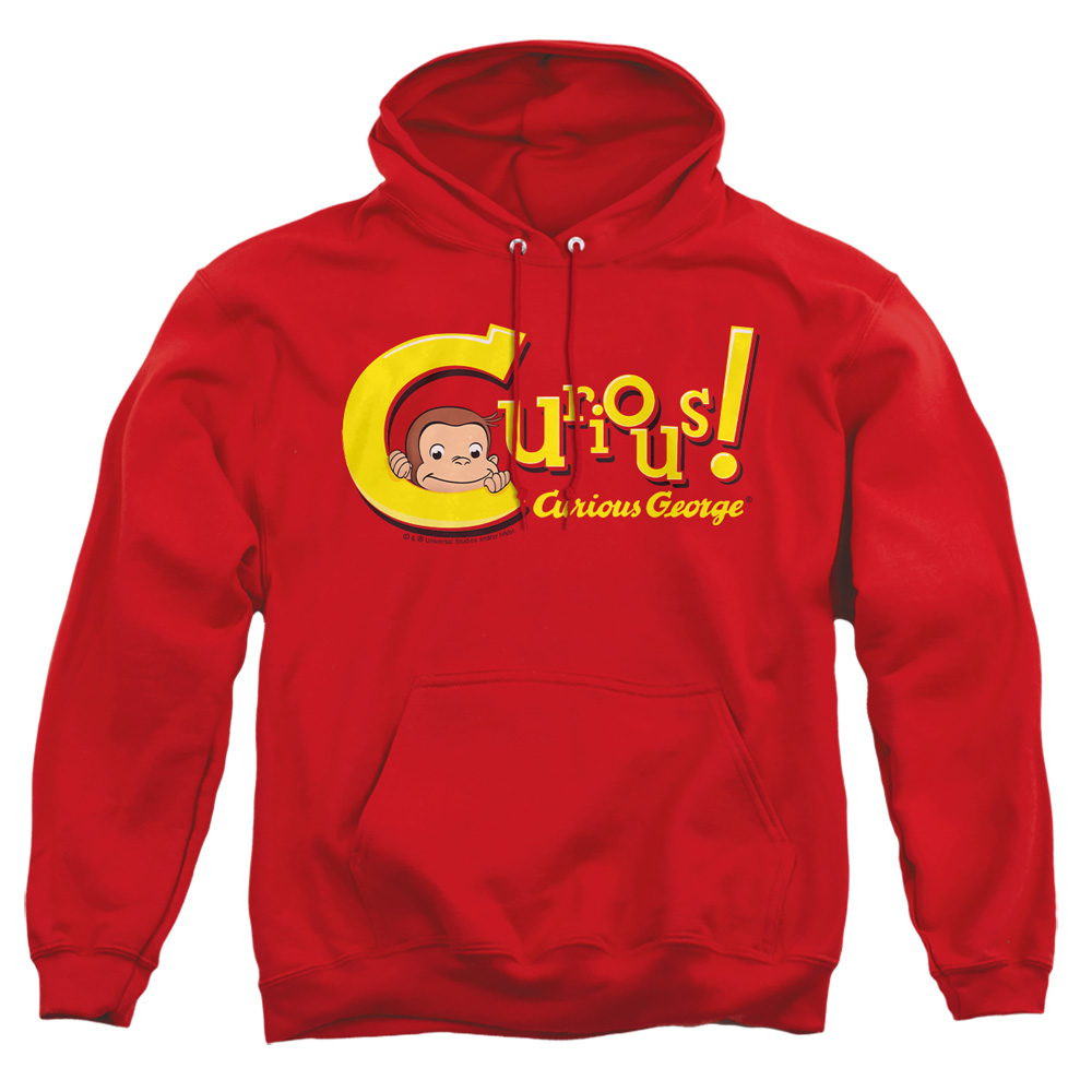 UNI660-AFTH-4 Curious George Curious Adult Pullover Hoodie, Red - Extra Large