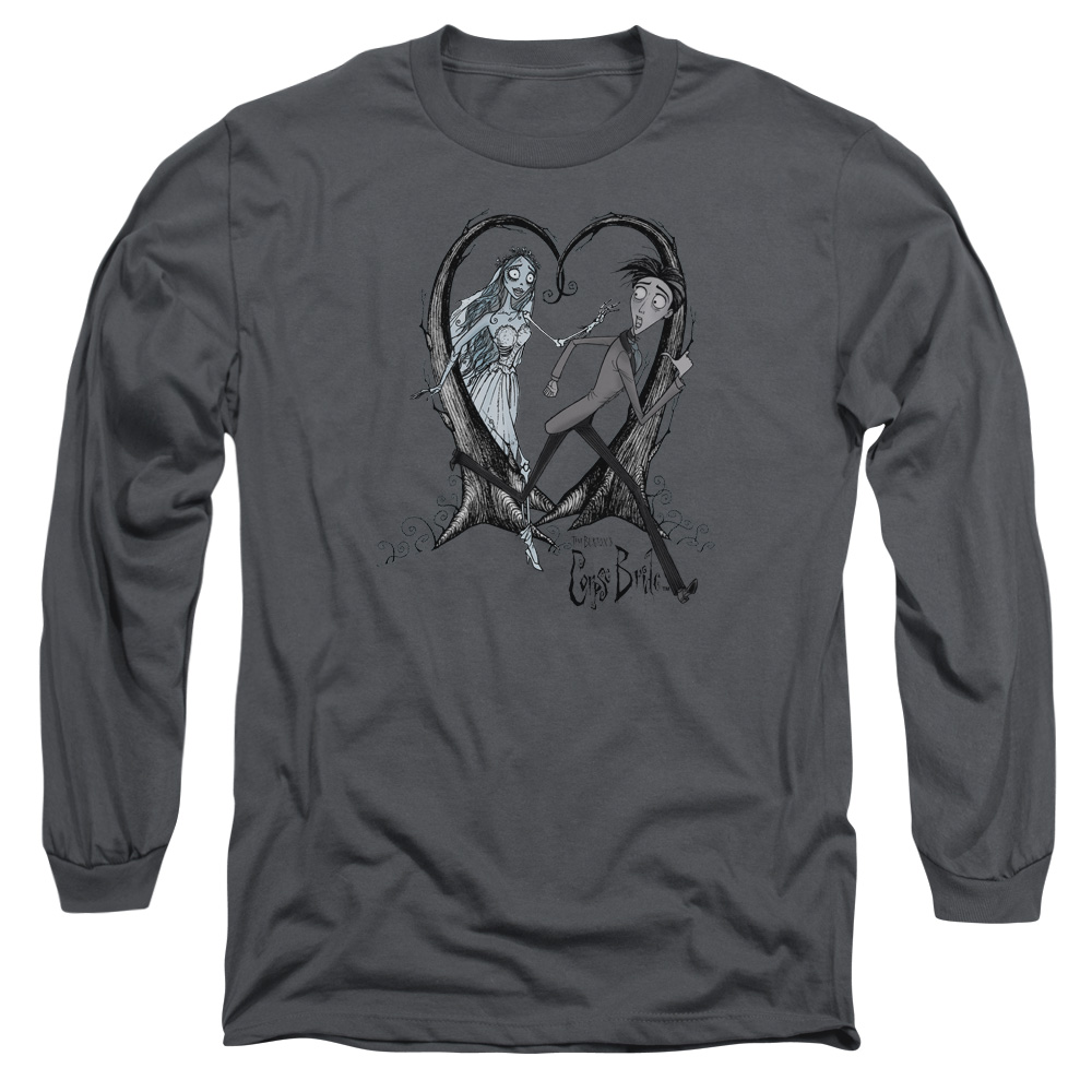 WBM217-AL-3 Corpse Bride Runaway Groom Adult Long Sleeve T-Shirt, Charcoal - Large